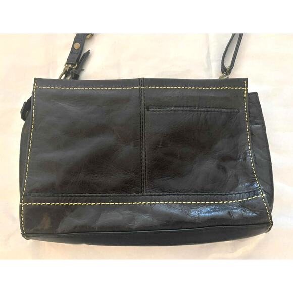 The Sak 100% Leather Black Shoulder Crossbody Handbag Metallic Snake Print Front - Picture 6 of 7